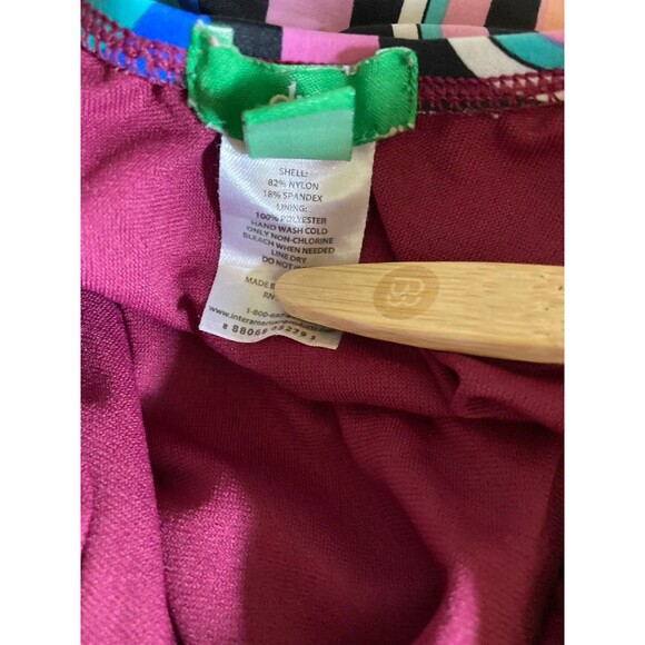 Dip Y2K Style Swim Striped One Piece Bathing Suit Size M Multicolor V-Neck - Picture 6 of 6